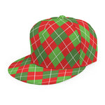 Red And Green Argyle Pattern Print Snapback Cap