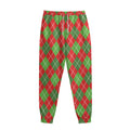 Red And Green Argyle Pattern Print Sweatpants