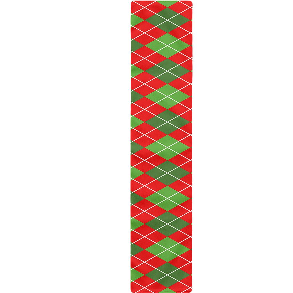 Red And Green Argyle Pattern Print Table Runner