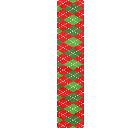 Red And Green Argyle Pattern Print Table Runner