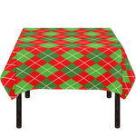 Red And Green Argyle Pattern Print Tablecloth