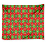 Red And Green Argyle Pattern Print Tapestry
