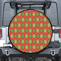 Red And Green Argyle Pattern Print Tire Cover