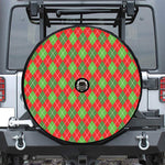 Red And Green Argyle Pattern Print Tire Cover With Camera Hole
