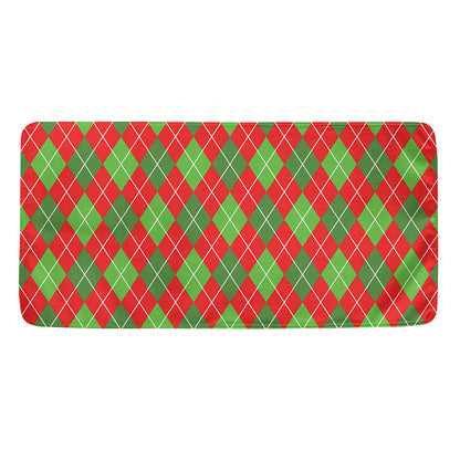 Red And Green Argyle Pattern Print Towel