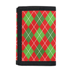 Red And Green Argyle Pattern Print Trifold Wallet