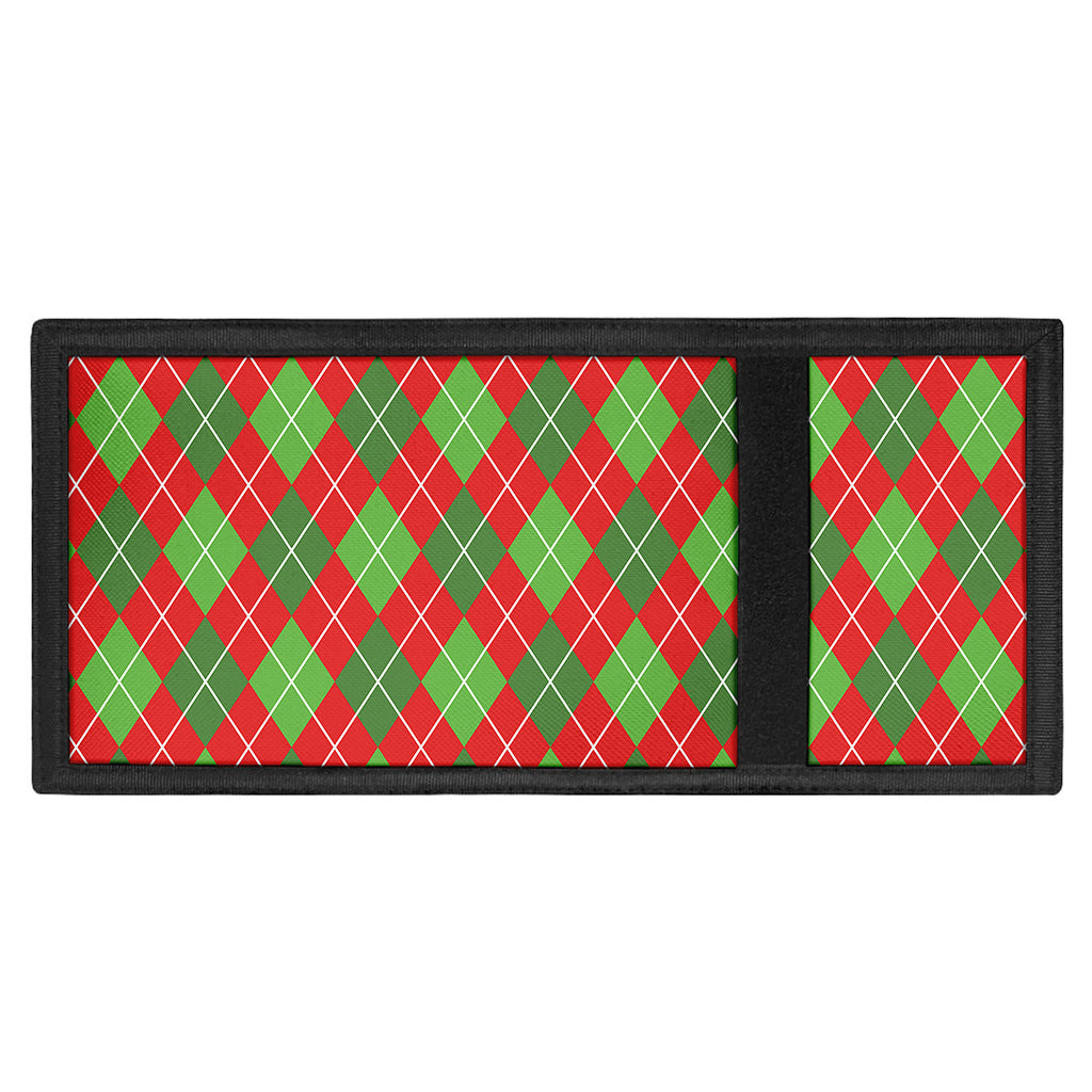 Red And Green Argyle Pattern Print Trifold Wallet