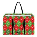 Red And Green Argyle Pattern Print Utility Tote Bag