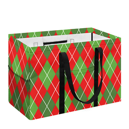 Red And Green Argyle Pattern Print Utility Tote Bag