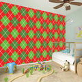 Red And Green Argyle Pattern Print Wall Sticker