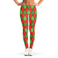 Red And Green Argyle Pattern Print Women's Leggings