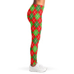 Red And Green Argyle Pattern Print Women's Leggings