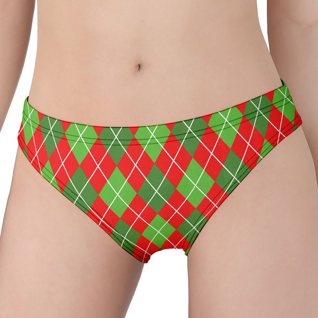 Red And Green Argyle Pattern Print Women's Panties