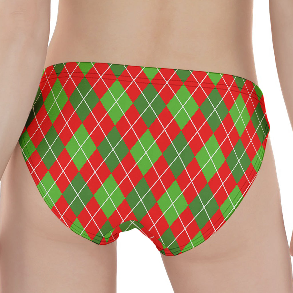 Red And Green Argyle Pattern Print Women's Panties