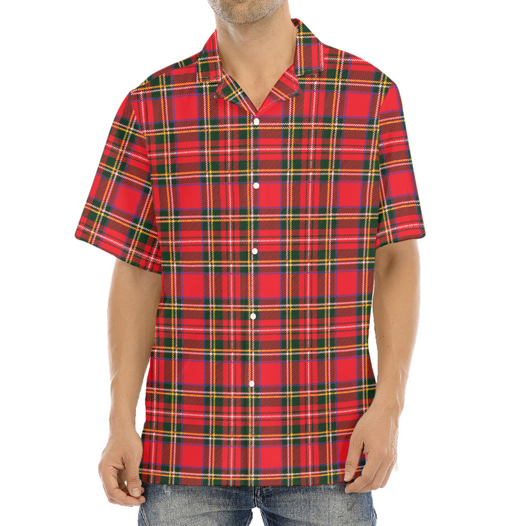 Red And Green Scottish Tartan Print Aloha Shirt