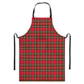 Red And Green Scottish Tartan Print Bib Apron With Pocket
