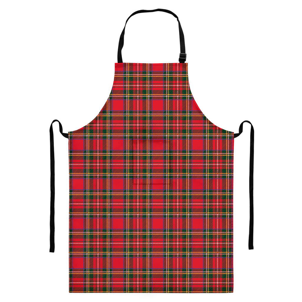 Red And Green Scottish Tartan Print Bib Apron With Pocket