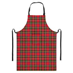Red And Green Scottish Tartan Print Bib Apron With Pocket