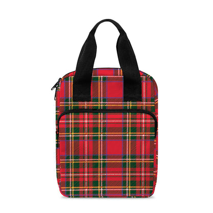 Red And Green Scottish Tartan Print Bible Tote Bag
