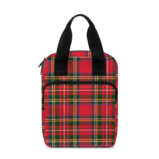 Red And Green Scottish Tartan Print Bible Tote Bag