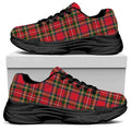Red And Green Scottish Tartan Print Black Chunky Shoes