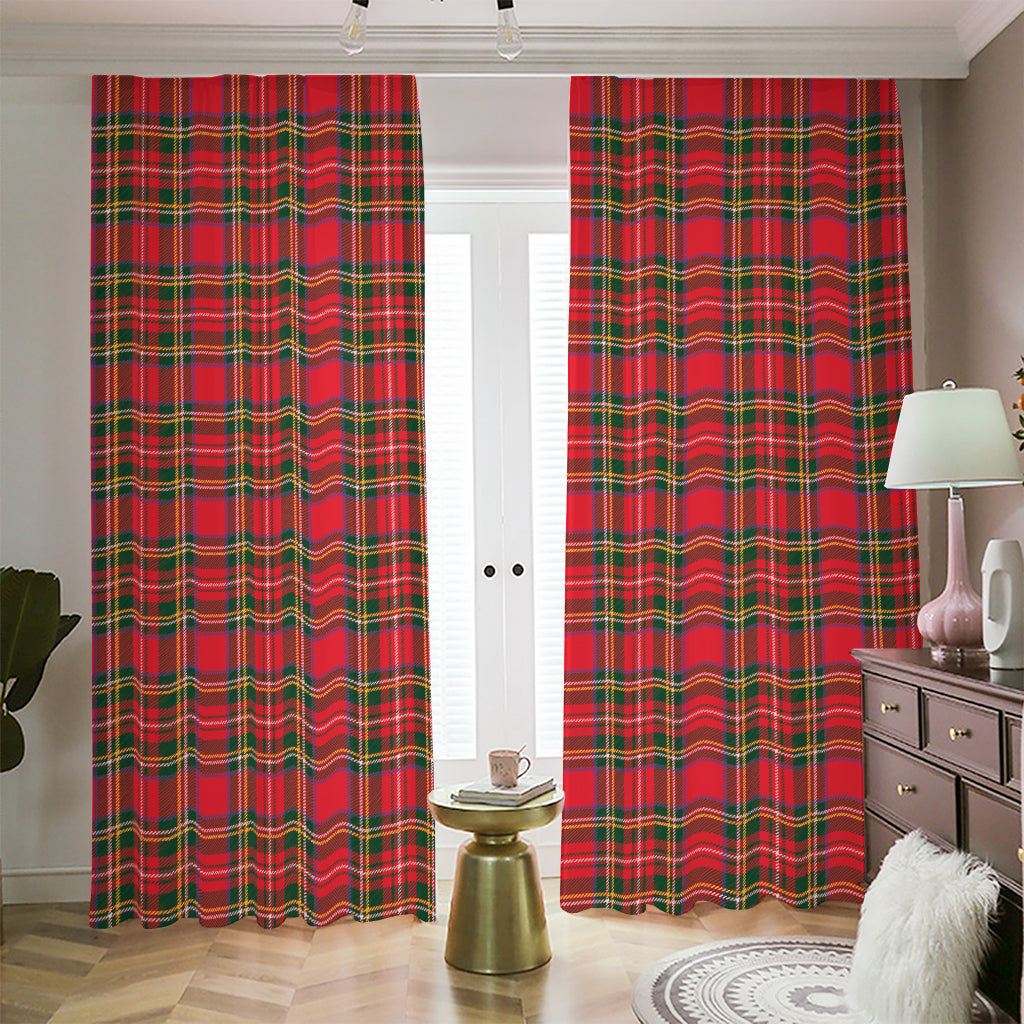 Red And Green Scottish Tartan Print Blackout Pencil Pleat Curtains