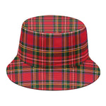 Red And Green Scottish Tartan Print Bucket Hat