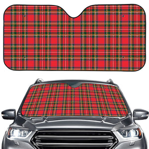 Red And Green Scottish Tartan Print Car Windshield Sun Shade