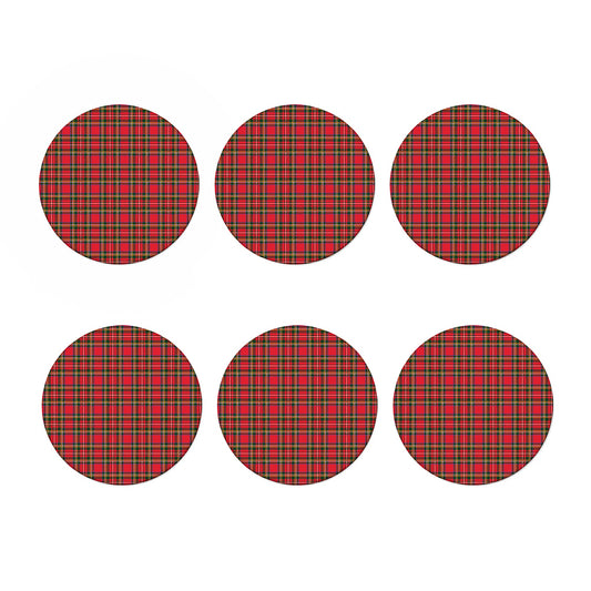 Red And Green Scottish Tartan Print Coaster Set
