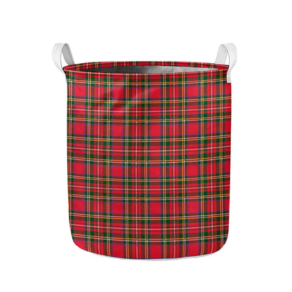 Red And Green Scottish Tartan Print Collapsible Laundry Basket