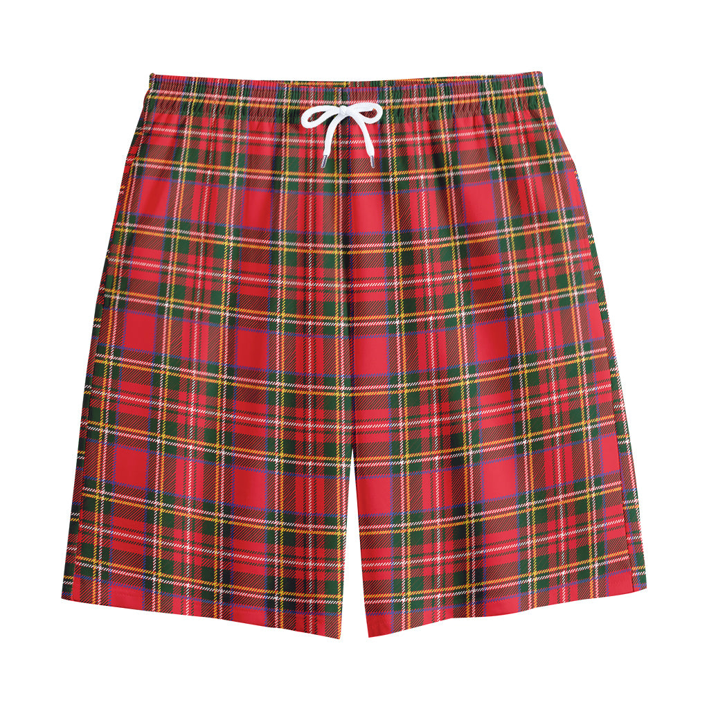 Red And Green Scottish Tartan Print Cotton Shorts