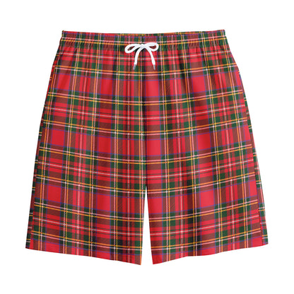 Red And Green Scottish Tartan Print Cotton Shorts