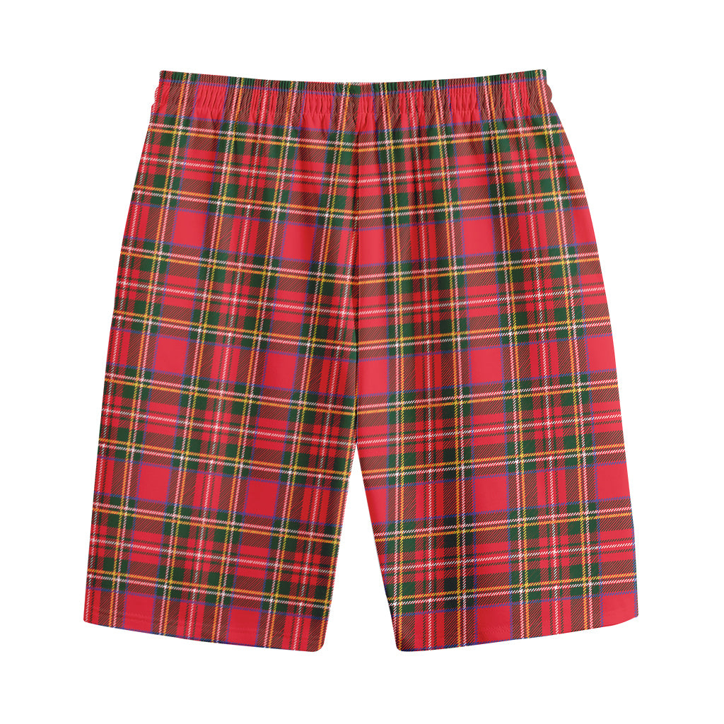 Red And Green Scottish Tartan Print Cotton Shorts