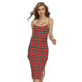 Red And Green Scottish Tartan Print Cross Back Cami Dress