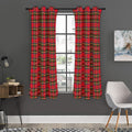 Red And Green Scottish Tartan Print Grommet Curtain Panels