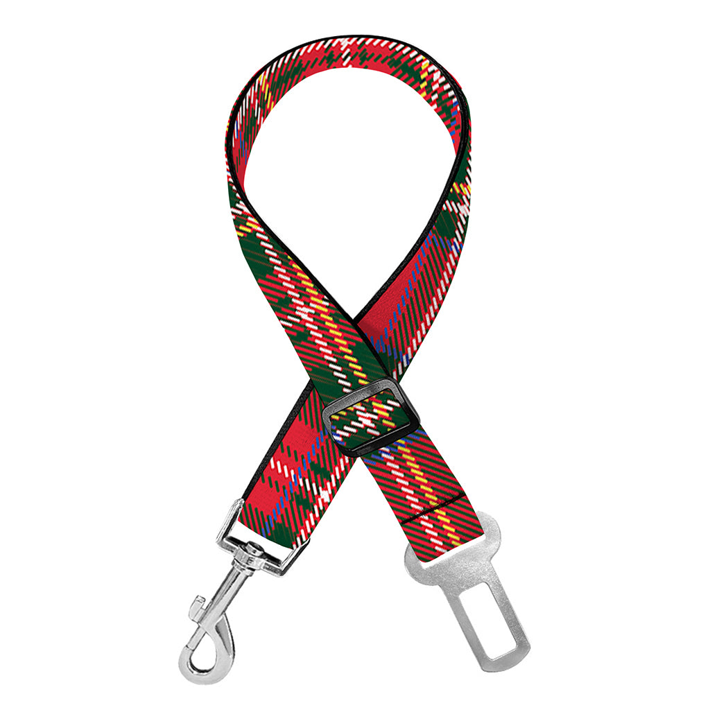 Red And Green Scottish Tartan Print Dog Seat Belt
