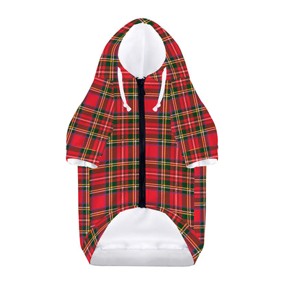 Red And Green Scottish Tartan Print Dog Zip Up Hoodie