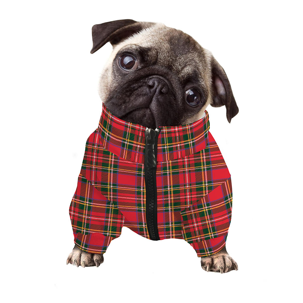 Red And Green Scottish Tartan Print Dog Zip Up Jacket