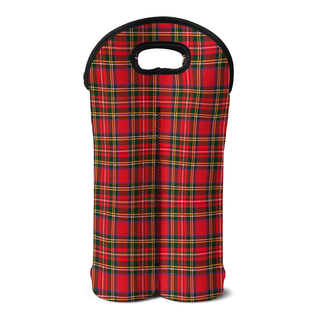 Red And Green Scottish Tartan Print Double Neoprene Wine Tote
