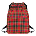 Red And Green Scottish Tartan Print Drawstring Backpack