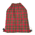 Red And Green Scottish Tartan Print Drawstring Bag