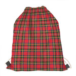 Red And Green Scottish Tartan Print Drawstring Bag