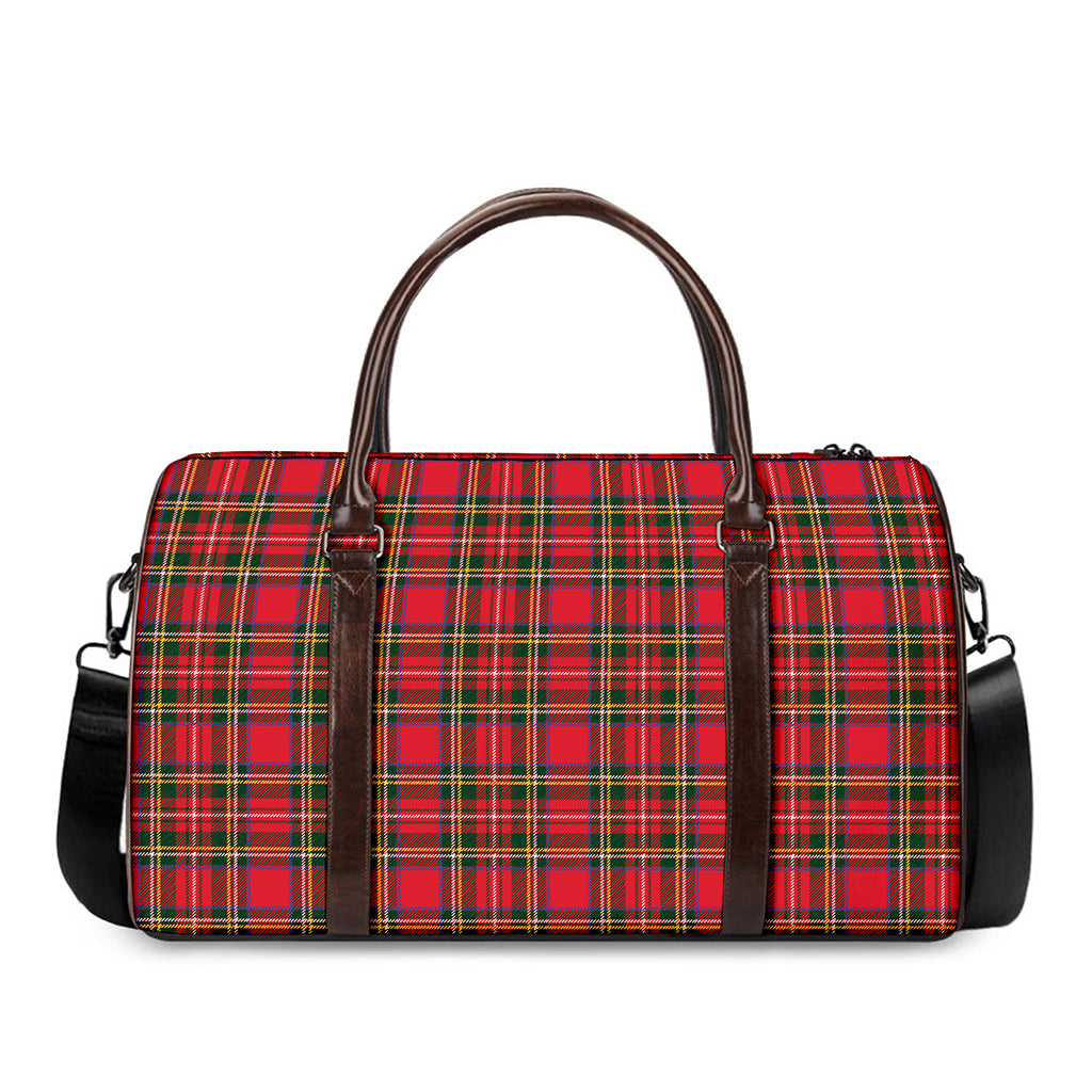 Red And Green Scottish Tartan Print Duffle Bag