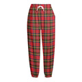 Red And Green Scottish Tartan Print Fleece Lined Knit Pants