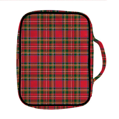 Red And Green Scottish Tartan Print Front Pocket Bible Bag