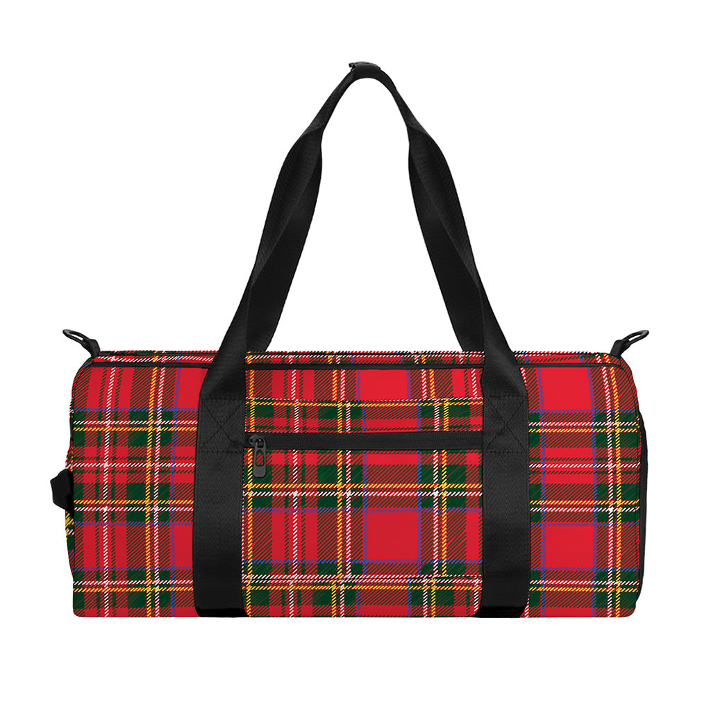 Red And Green Scottish Tartan Print Gym Bag