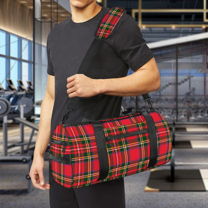 Red And Green Scottish Tartan Print Gym Bag