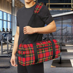 Red And Green Scottish Tartan Print Gym Bag