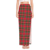 Red And Green Scottish Tartan Print High Slit Maxi Skirt