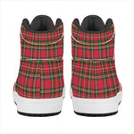 Red And Green Scottish Tartan Print High Top Leather Sneakers